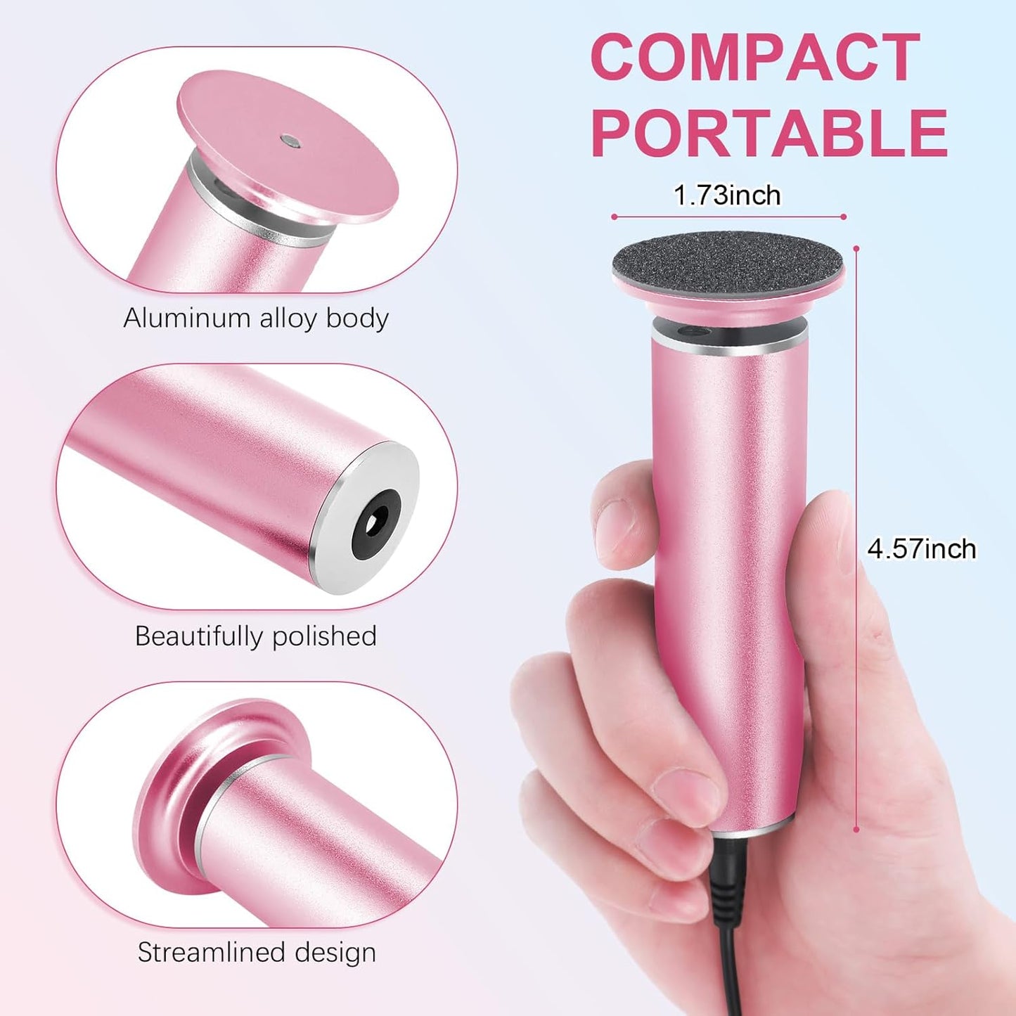 Electric Foot Callus Remover with Hand Callus Remover, Adjustable Speed Professional Electric Foot File Filer Sander Pedicure Tools for Feet Heel Dead Cracked Skin Women Men Use (Pink)