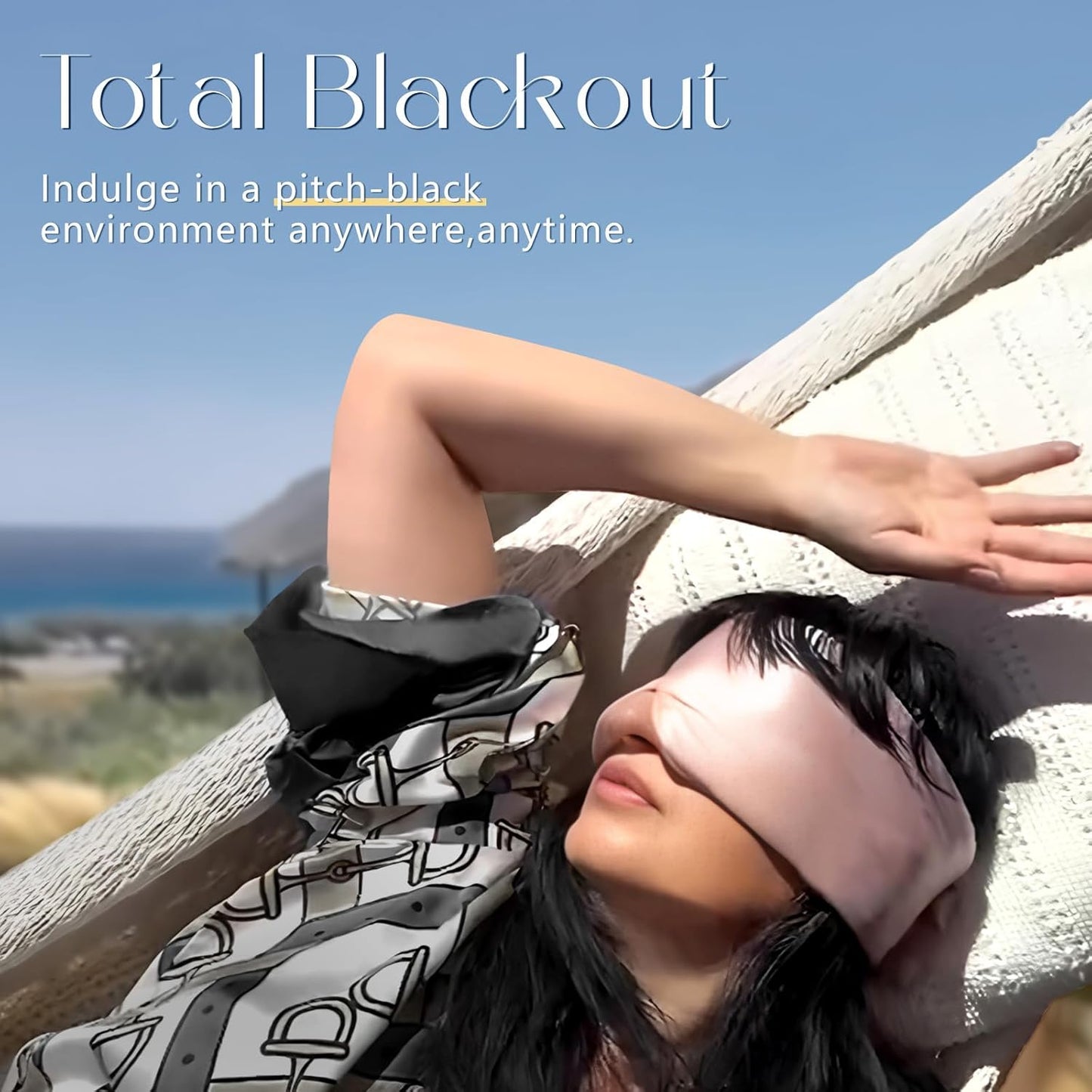 ZIMASILK 100% 22 Momme Mulberry Silk Sleep Mask - Full Silk Filled, Ultra-Soft & Breathable, Face-Hugging Blackout Eye Cover for Sleeping (Bluestone)