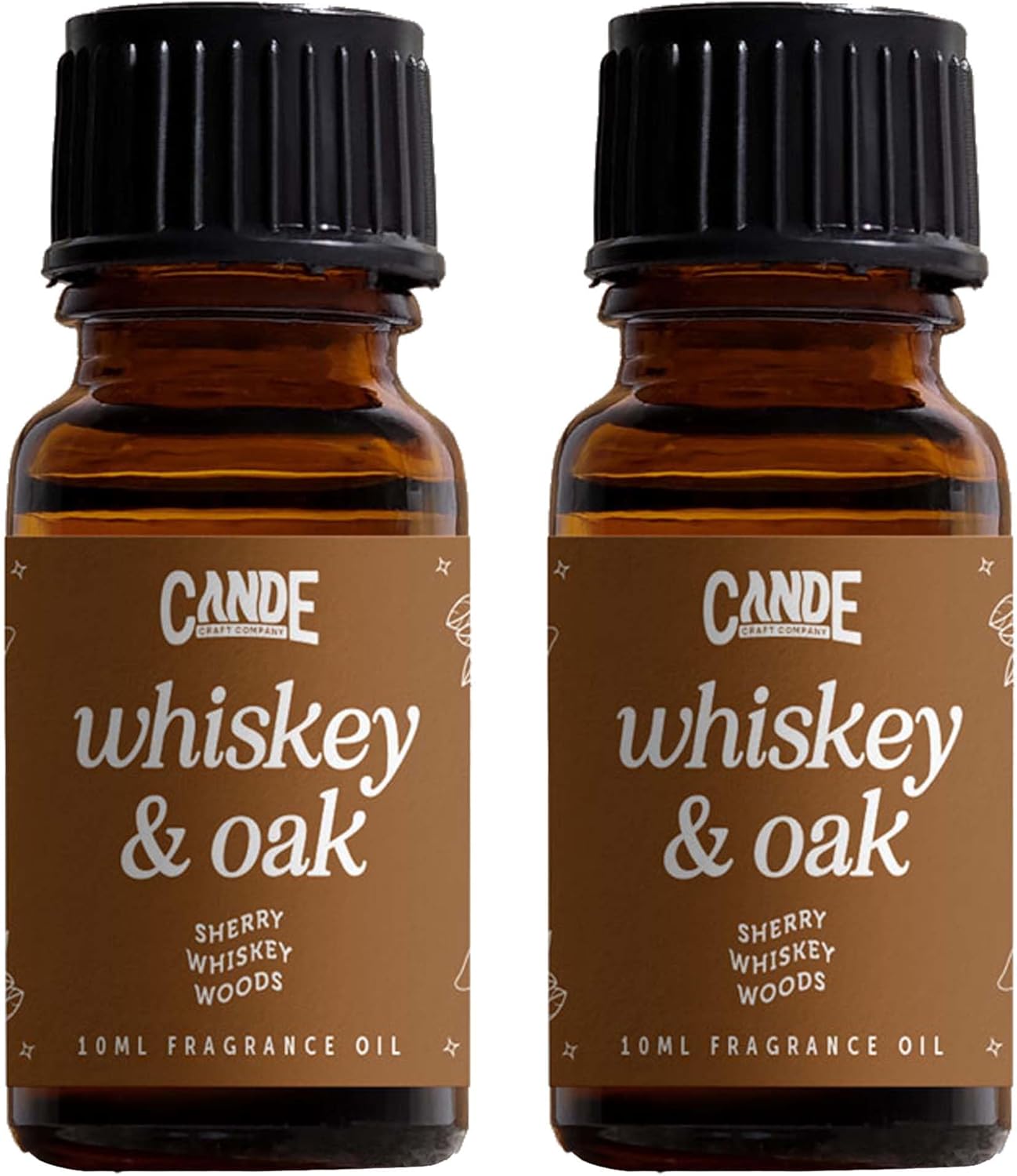 CANDECraftCo Premium Fragrance Oil – Diffuser Oils Fragrances Scented for Home, Candle Soap Making Supplies, Aromatherapy Blends for House (0.34 Fl Oz) (2-Pack, Whiskey & Oak)