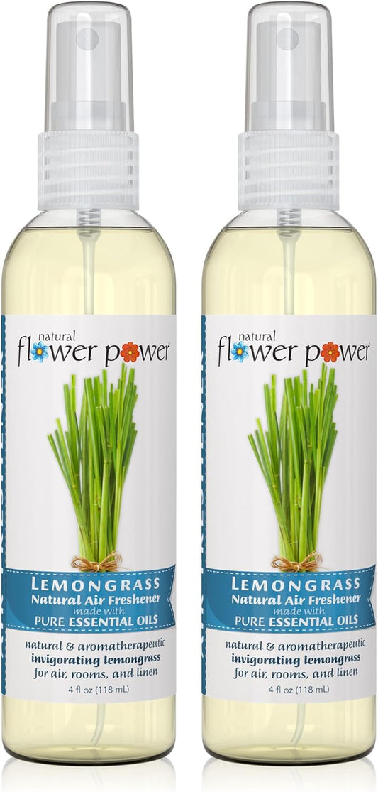 Air Freshener Spray - Odor Eliminator with Essential Oils for the Home, Car & Fabric - Cruelty Free & Vegan - Lemongrass - 2 x 4 oz