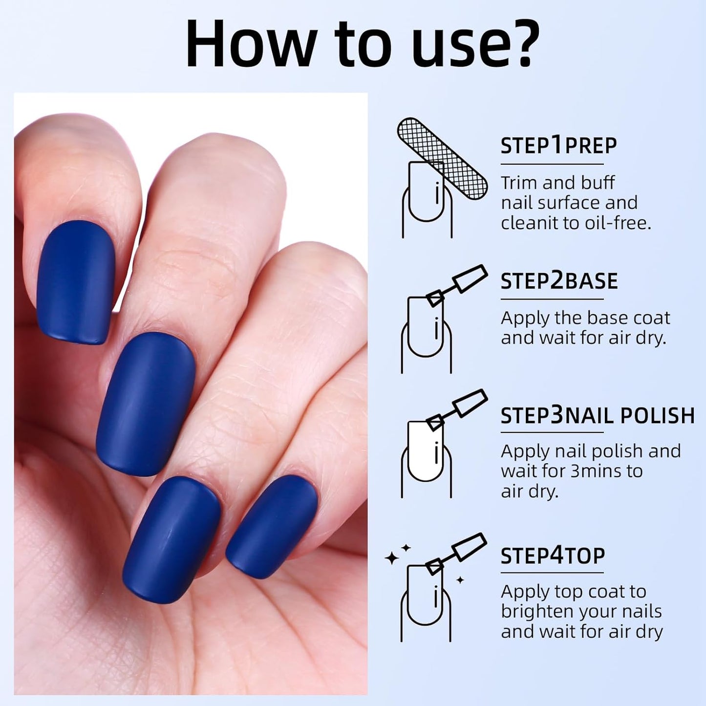 Major Dijit Matte Nail Polish Air Dry Nail Art Varnish (Navy Blue, 10 ML)