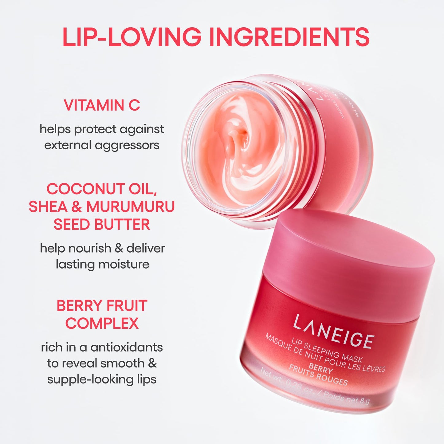 LANEIGE Lip Sleeping Mask: Hydrating & Nourishing Korean Overnight Lip Treatment Mask with Shea