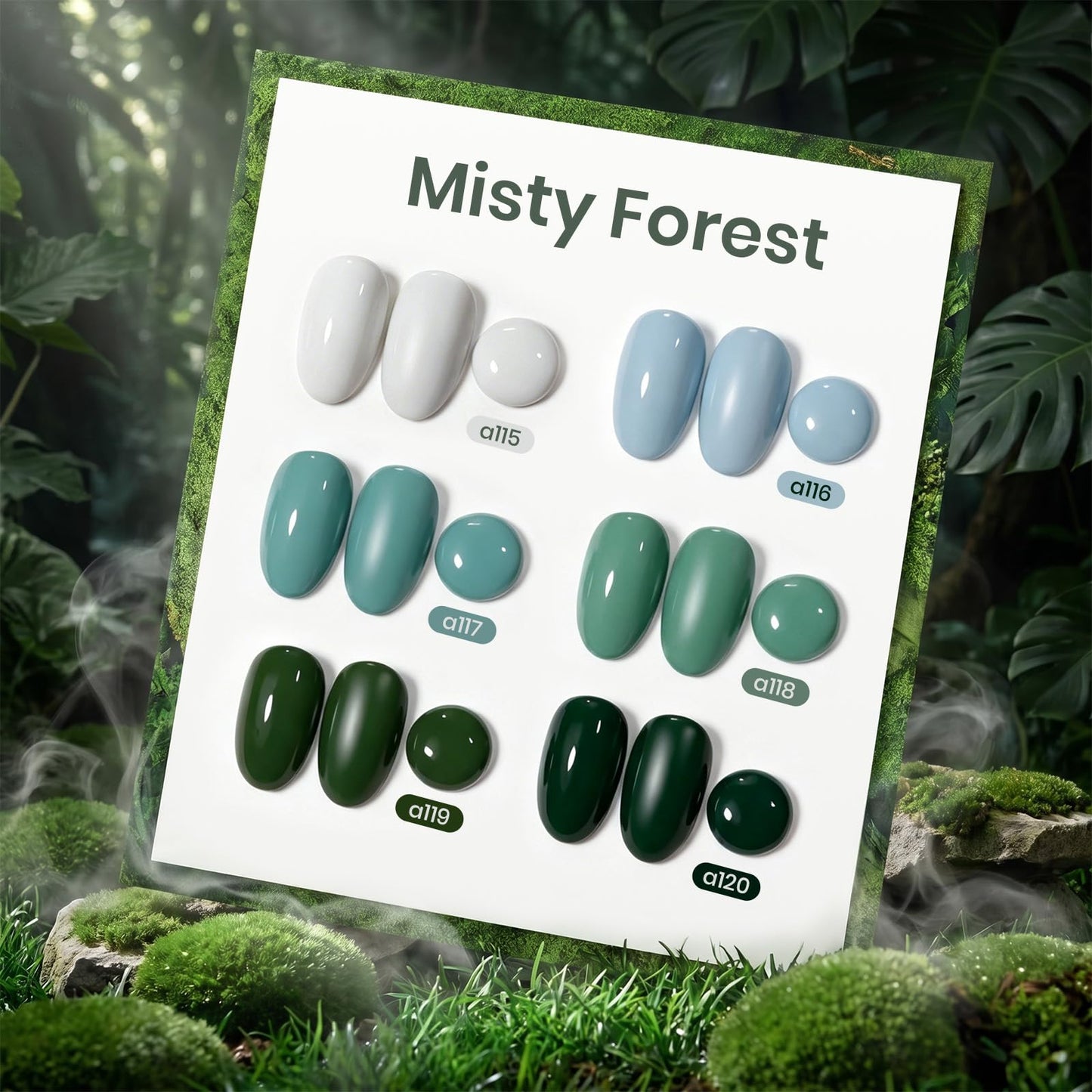 Beetles Green Gel Polish Set, 6 Colors Misty Forest Collection
