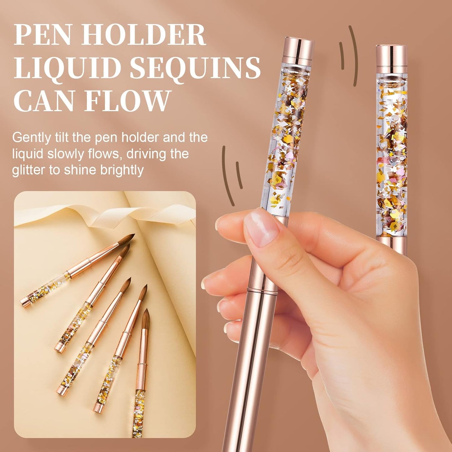 Acrylic Nail Brush Size 14,KEMEISI 100% Pure Kolinsky Nail Art Brushes Sturdy Handle Oval Shaped Acrylic Powder Nail Design Tools for Professional Manicure DIY Home Salon (Gold)