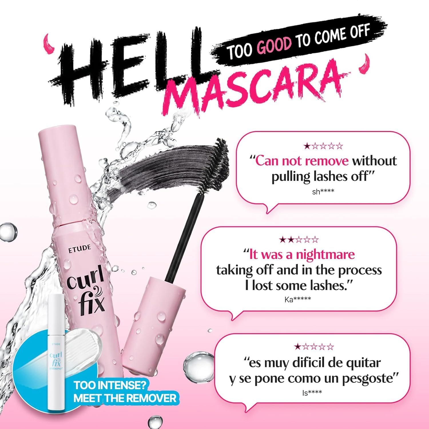 ETUDE Curl Fix Waterproof Mascara Duo, Long-Lasting, Black, 0.27 fl oz x 2