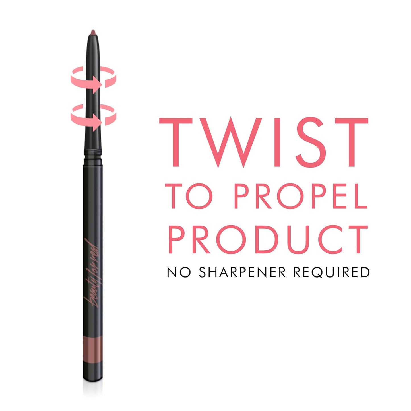 Beauty For Real D-Fine Lip Liner Pencil, Neutral Deep - Universal, Long-Wear Shade - Define, Enhance & Perfect Lip Shape - Creamy Texture for Easy Application - No Sharpener Required - 0.012 oz