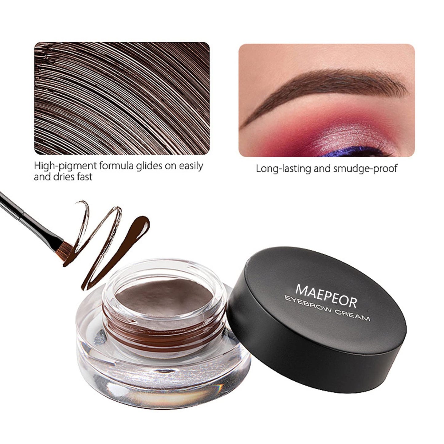 MAEPEOR 12 Colors Eyebrow Pomade Full-pigmented Long Lasting Waterproof Cream Gel Filling & Shaping Tinted Eyebrows Enhancers with Brush for Daily or Cosplay (06 Daffodil)