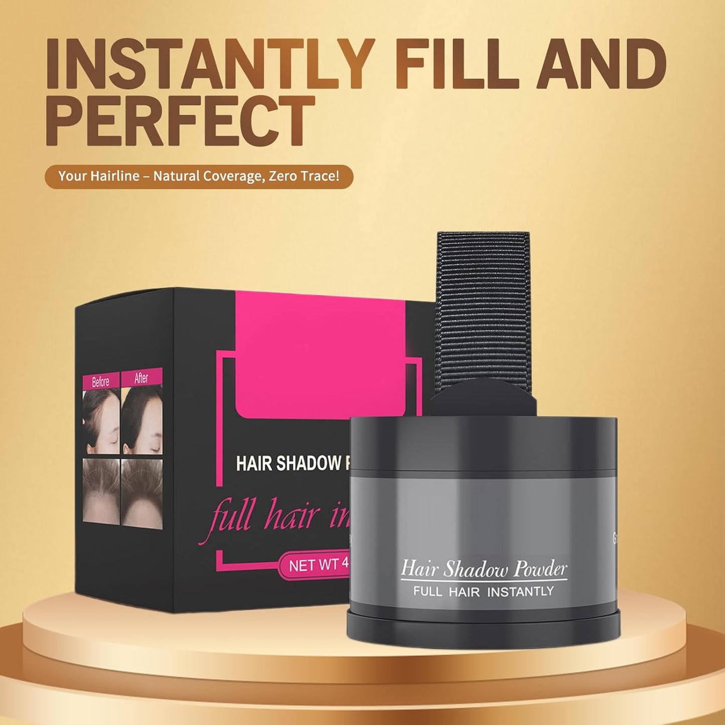 Hairline Gray Root Touch-Up Powder - Instantly Color Shadow Cover, Thin Hair Concealer, Hair Root Dye (4g)