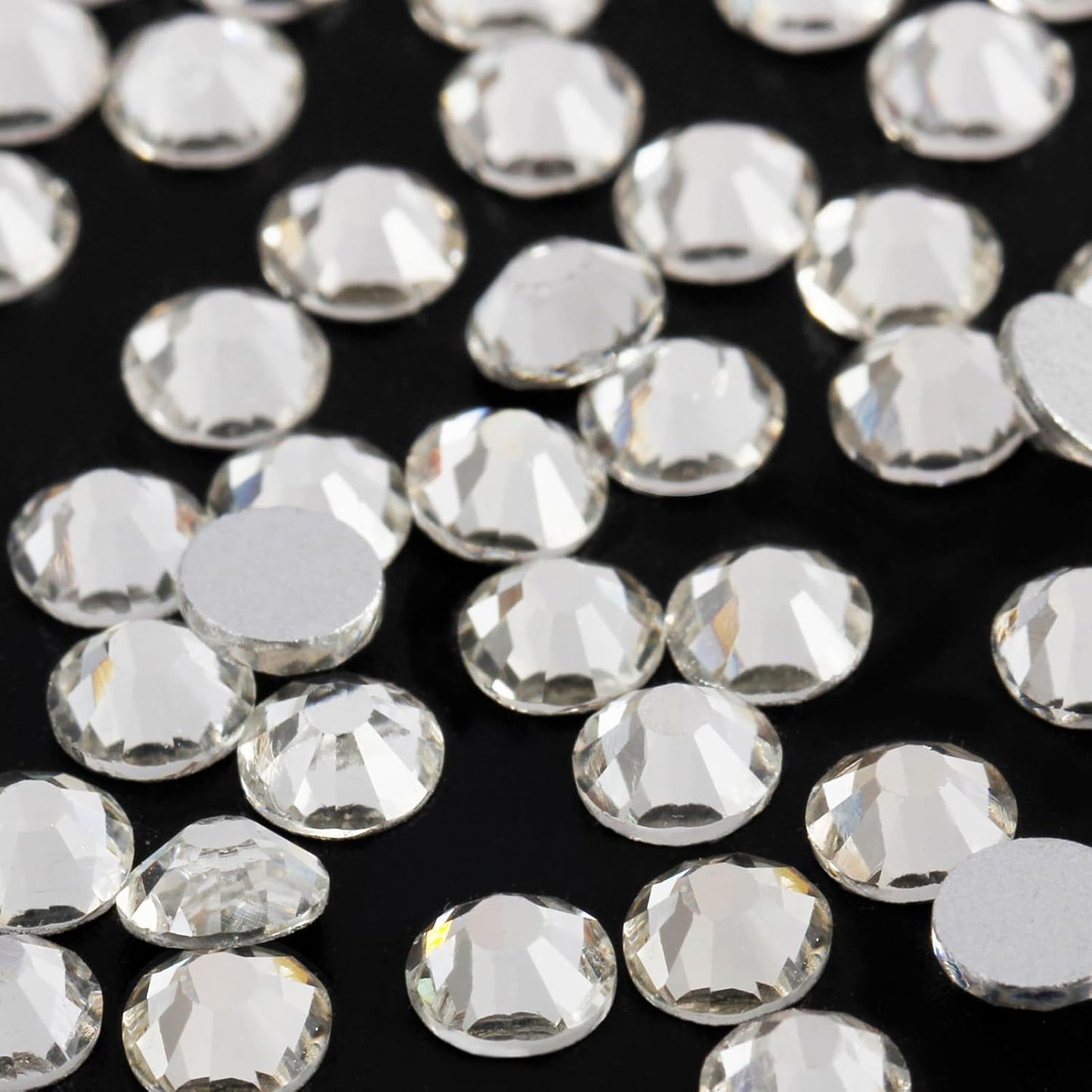 2000PCS SS20 Flatback Rhinestones | 12-Facet Diamond-Cut Glass Gems for Nail Art, Clothing, DIY Crafts |Glue-On Decoration Stones with Silver Backing(Crystal)