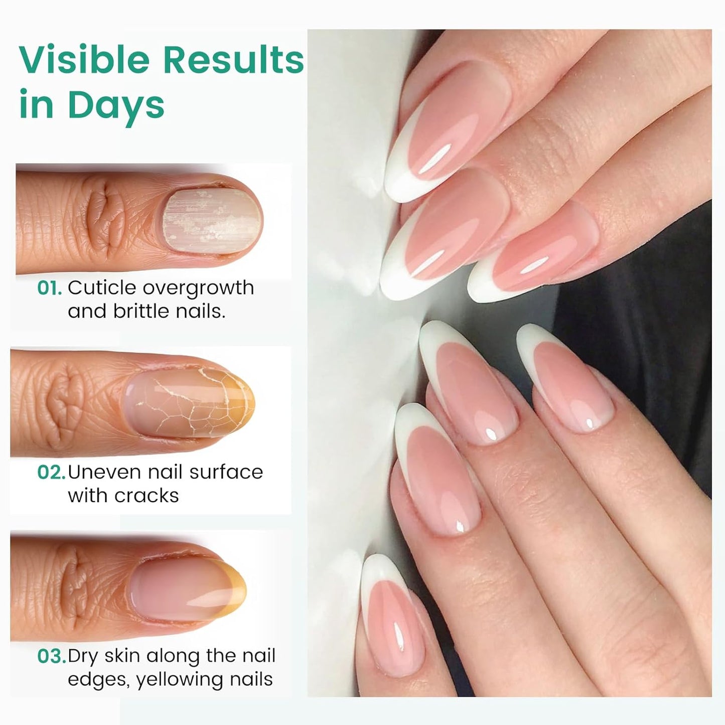 Ceramic Cuticle Oil Pusher Pen: 2PCS Nail Cuticle Buffer Pens for Hangnails, Dry & Damaged Nails, Moisturize Strengthen Brighten Nails