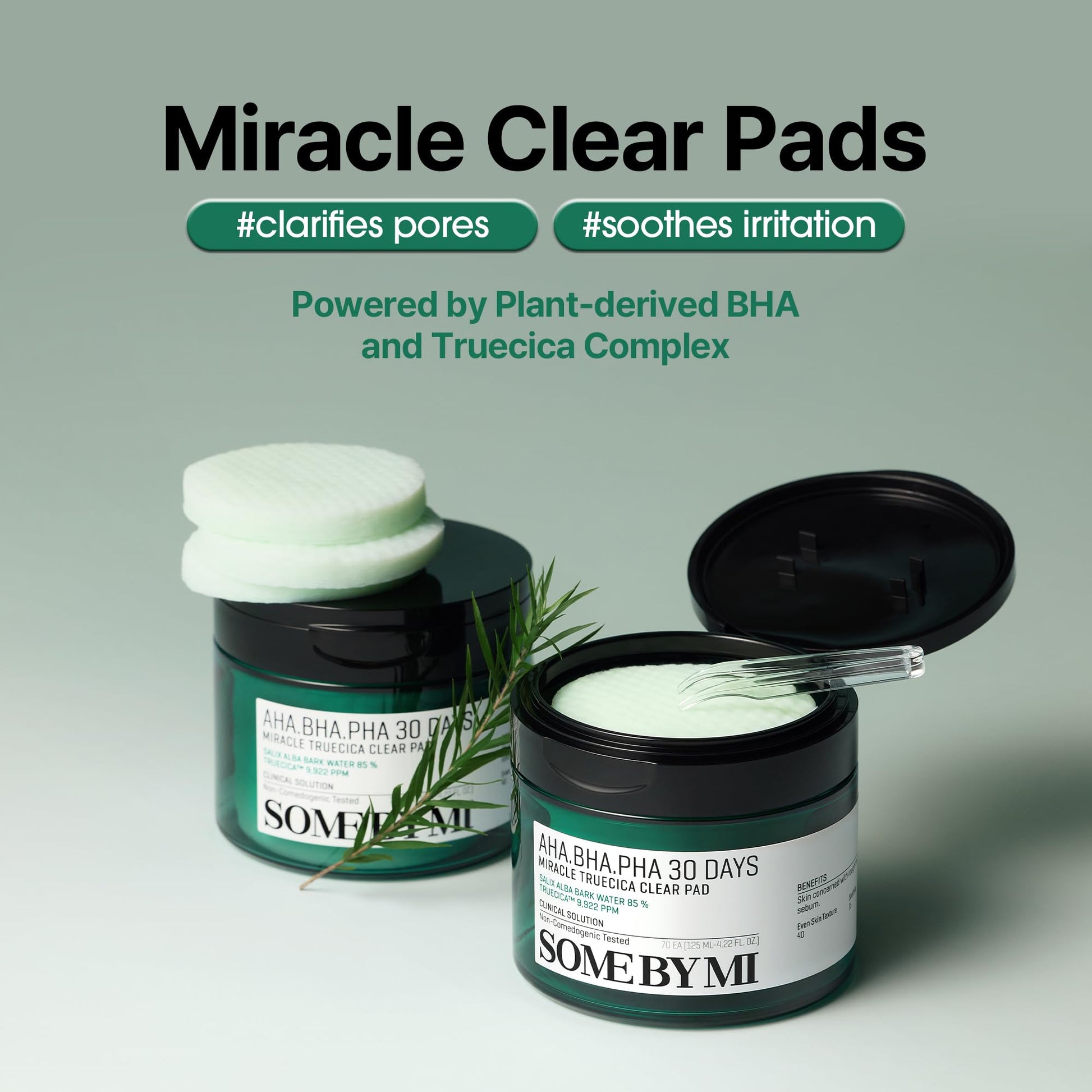 SOME BY MI AHA BHA PHA 30 Days Miracle Truecica Clear Pad – 70 Pads – Korean Exfoliating Centella