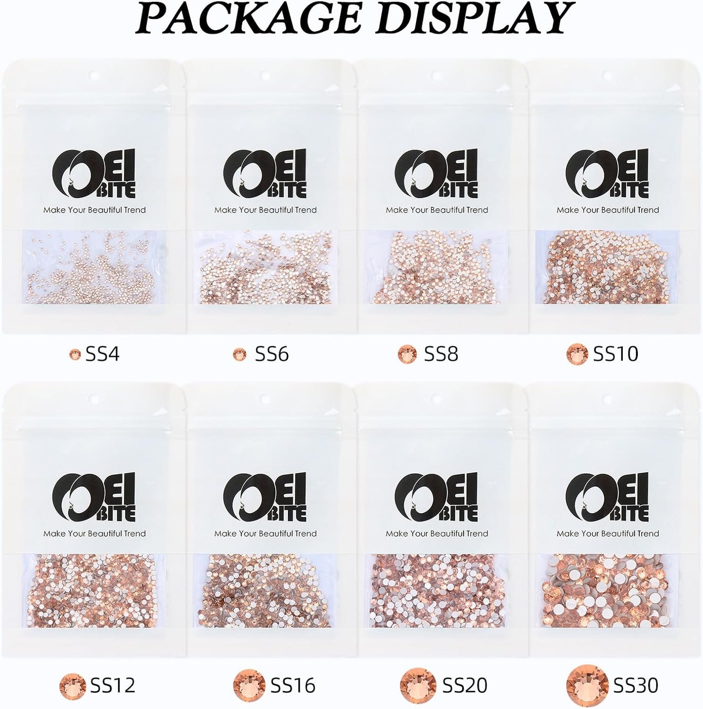 Champagne Flatback Rhinestones, Glass Rhinestones for Nail Art and Craft, Glue Fix, Loose Crystal Gemstones(Champagne, SS8, 1440pcs, 2.3-2.5mm)