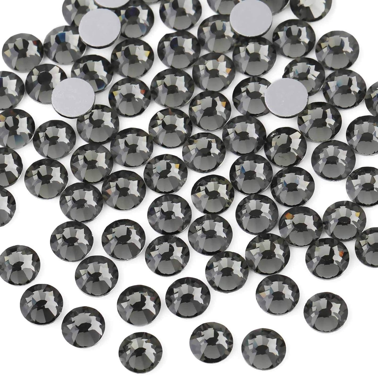 beadsland Flat Back Crystal Rhinestones Round Gems for Nail Art and Craft Glue Fix,Black Diamond (2.7-2.8mm) SS10/1440pcs