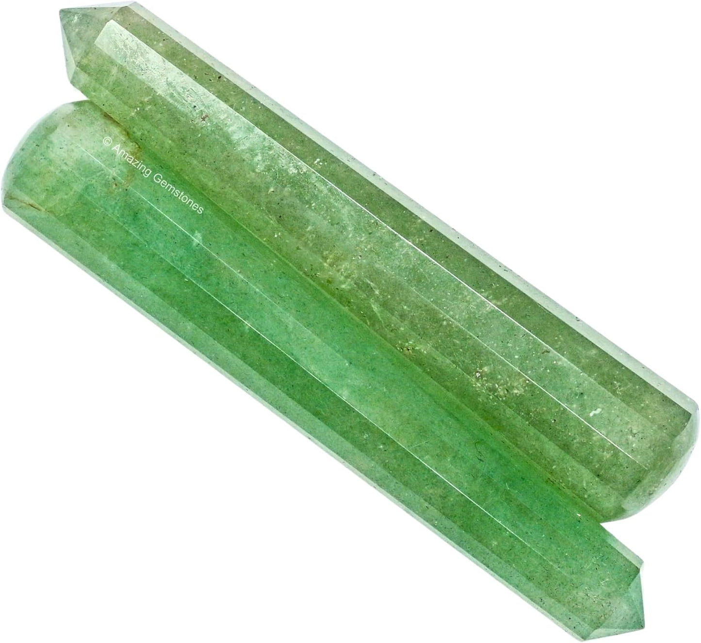 Amazing Gemstone Green Strawberry Quartz Crystal Wand Massage Stick - Pelvic Wand Gua Sha for Adults - Crystals and Healing Stones Massage Wands for Adults Gifts (Pointed)