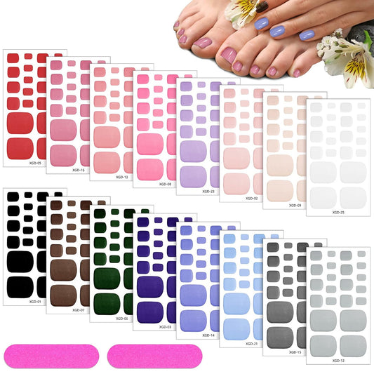 Maitys 352 Pieces 16 Sheets Toenail Polish Stickers Strips Adhesive Toe Nail Wraps Full Wraps