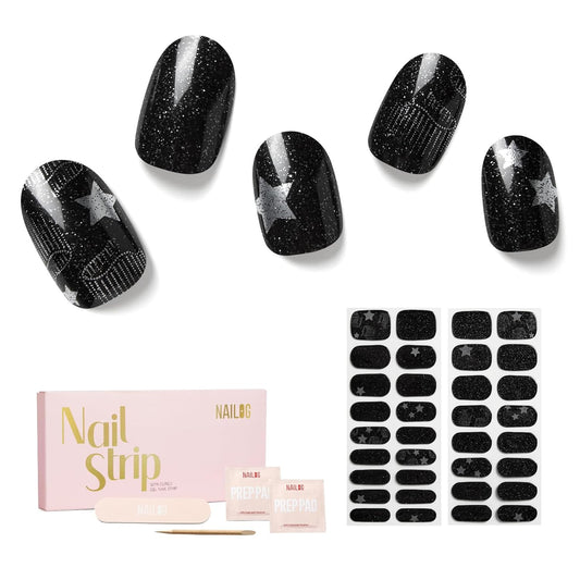 Semi Cured Gel Nail Strips - NAILOG 34 Pcs Gel Nail Stickers Buy 2 Get 1 UV Light | Long Lasting