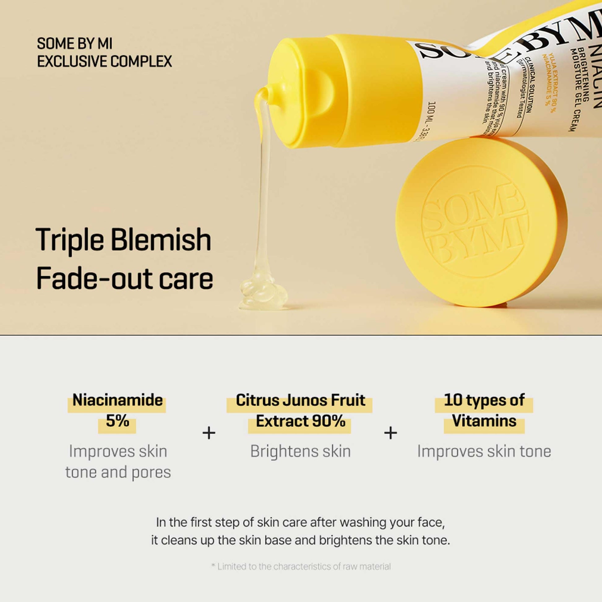 SOME BY MI Yuja Niacin Brightening Moisture Gel Cream - 3.38Oz, 100ml - Made from 10 Vitamin for