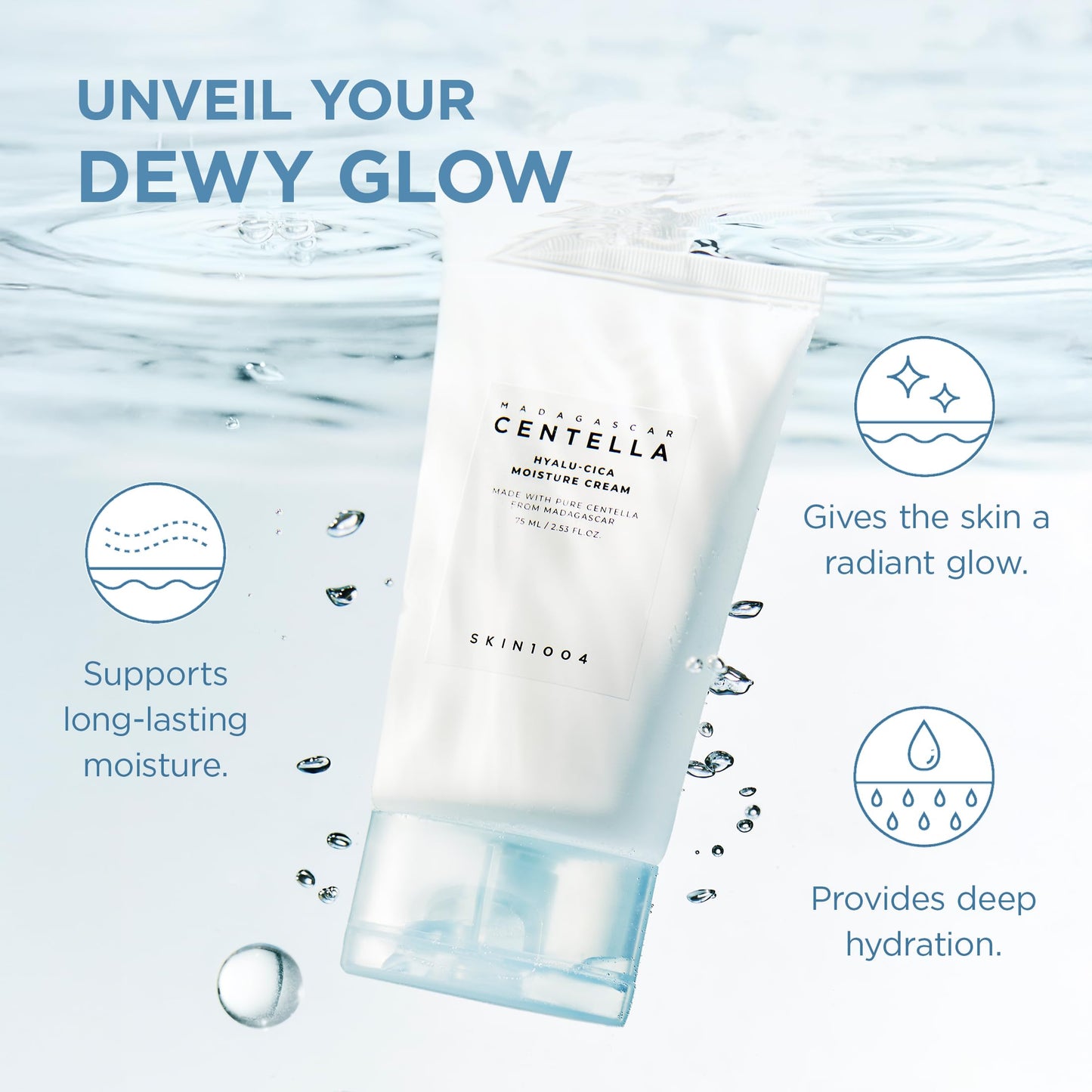 SKIN1004 Hyalu-Cica Moisture Cream, Face Moisturizer with Hyaluronic Acid, Centella Cream for Deep
