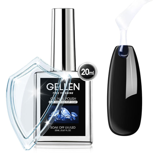 GELLEN 20ml Gel Top Coat, High Gloss Shiny Top Coat Nail Polish, Long Lasting Soak Off UV Light