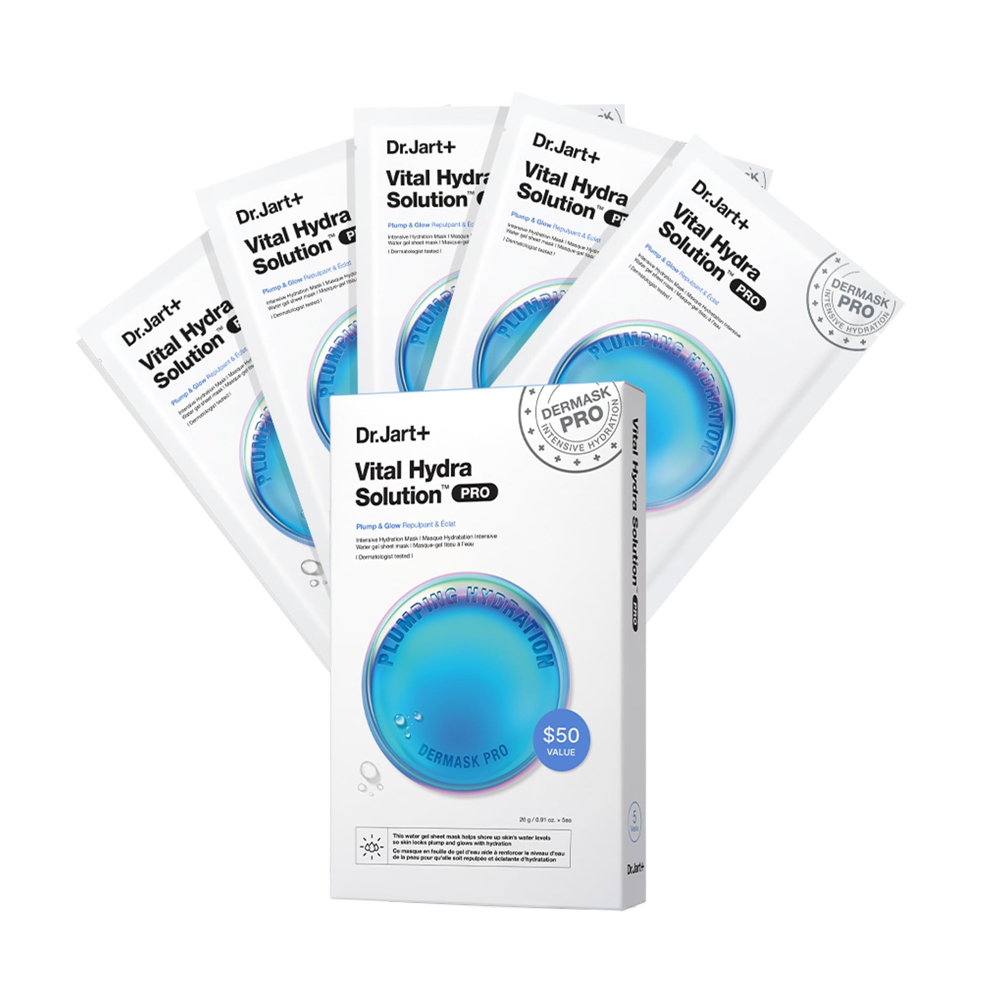 Dr.Jart+ Dermask Vital Hydra Solution Glow Korean Face Mask with Hyaluronic Acid for Glass Skin |