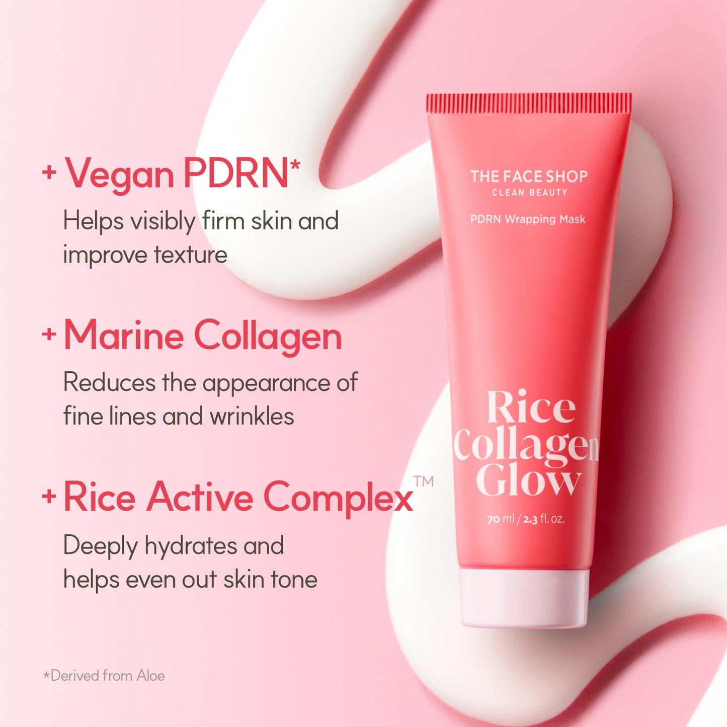 The Face Shop Pink Collagen Wrapping Mask, Peel-Off Facial Mask for Glass Skin, with Vegan PDRN &