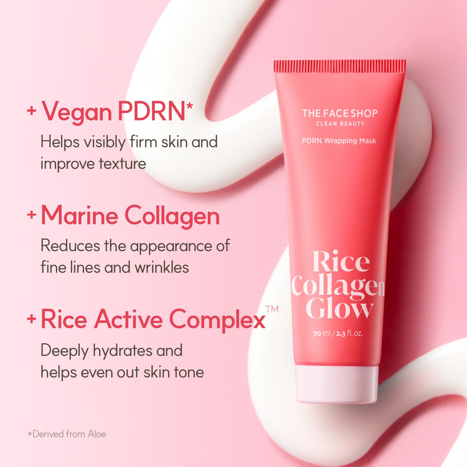 The Face Shop Pink Collagen Wrapping Mask, Peel-Off Facial Mask for Glass Skin, with Vegan PDRN &