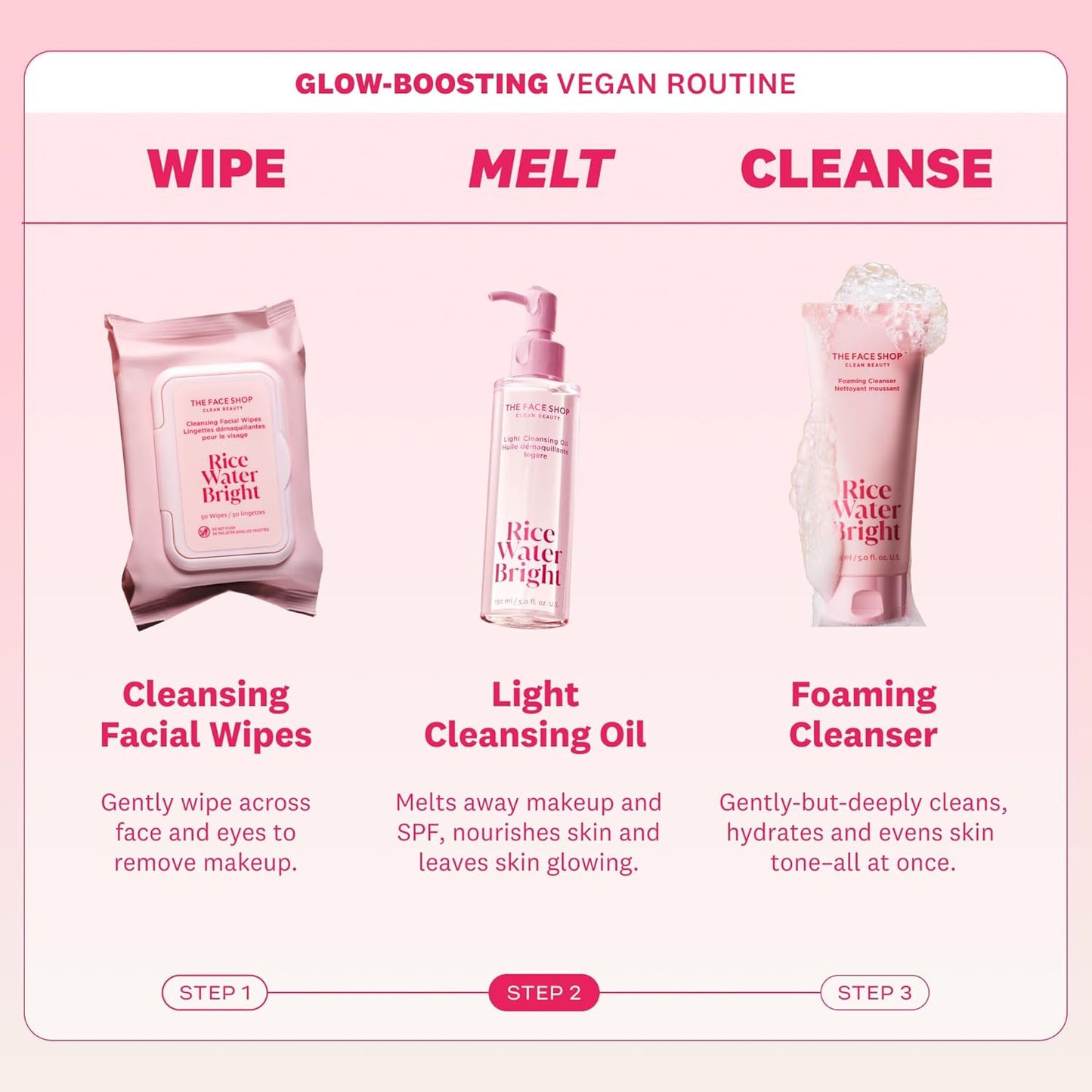 The Face Shop Rice Water Bright Light Facial Cleansing Oil, Daily Makeup Remover, Oil Cleanser, Vegan, Korean Skin Care with Jojoba Oil, Face Pore Cleanser, 150ml