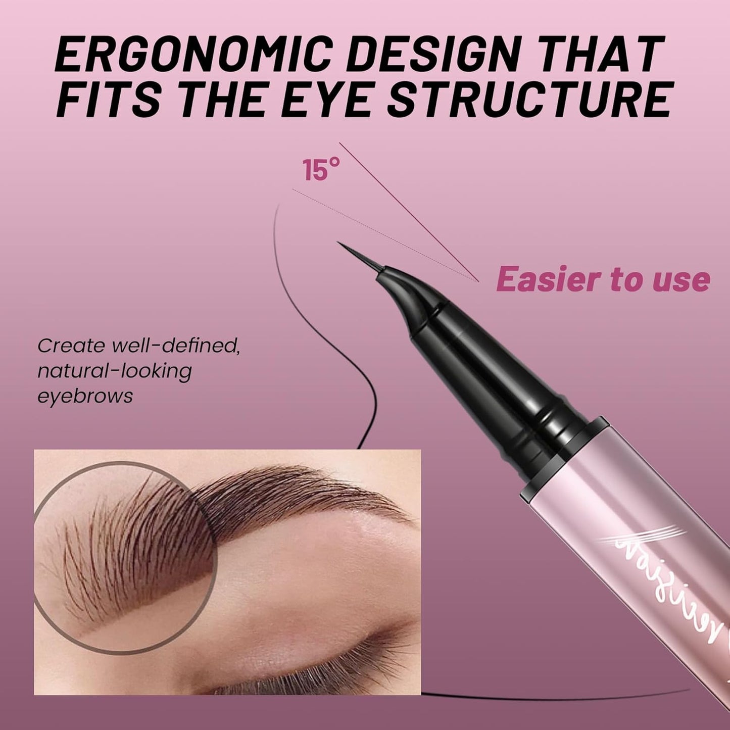 2 Pack Eyebrow Pen, Waterproof Microblading Eyebrow Pencil, 2-in-1 4 Tip Eye Brow Makeup Pen for Women with Precise Curved Brush-Tip Create Natural Hair-Like Brows, Last All-Day (Truffle)