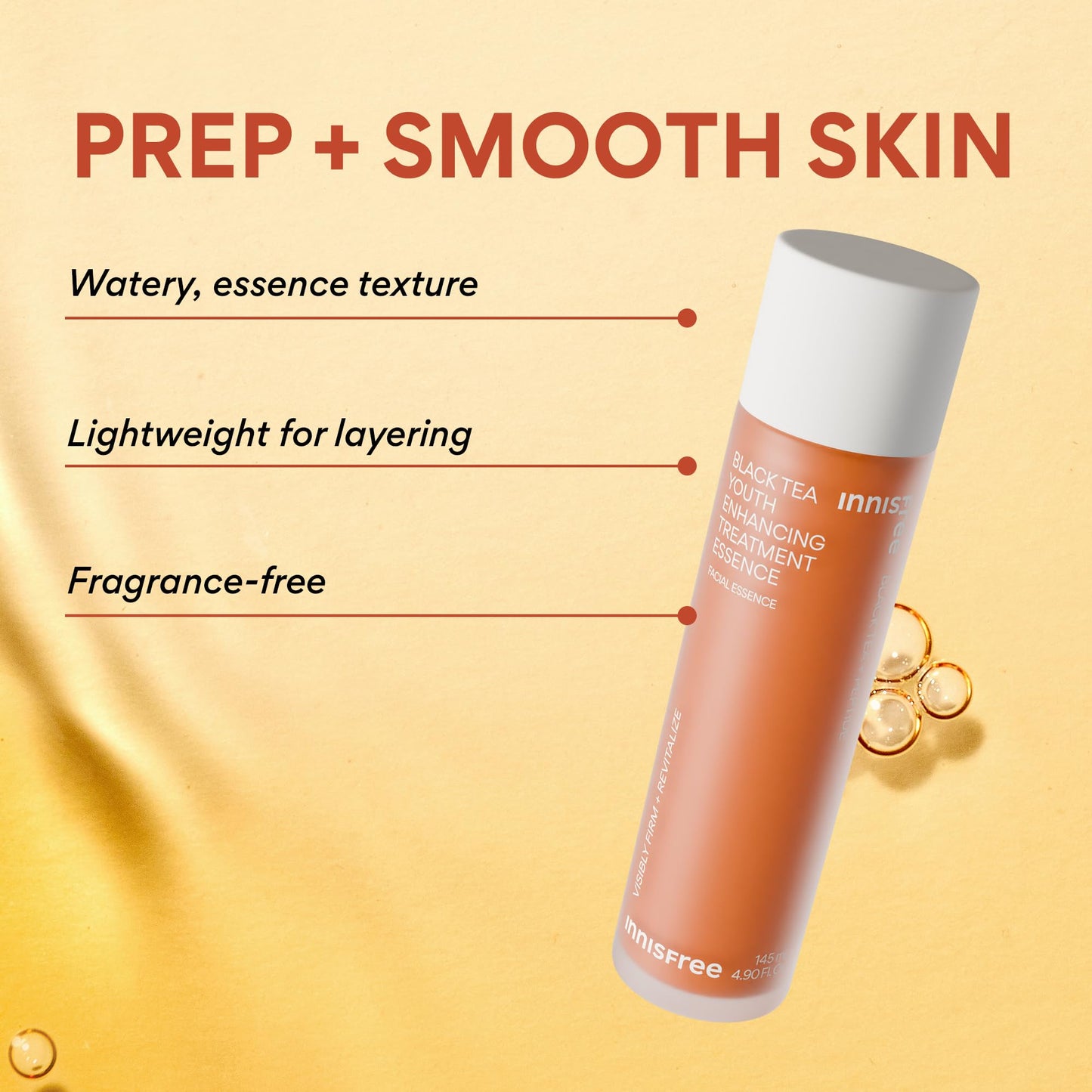 innisfree Black Tea Youth Essence | Korean Anti-Aging Treatment with Niacinamide and Hyaluronic