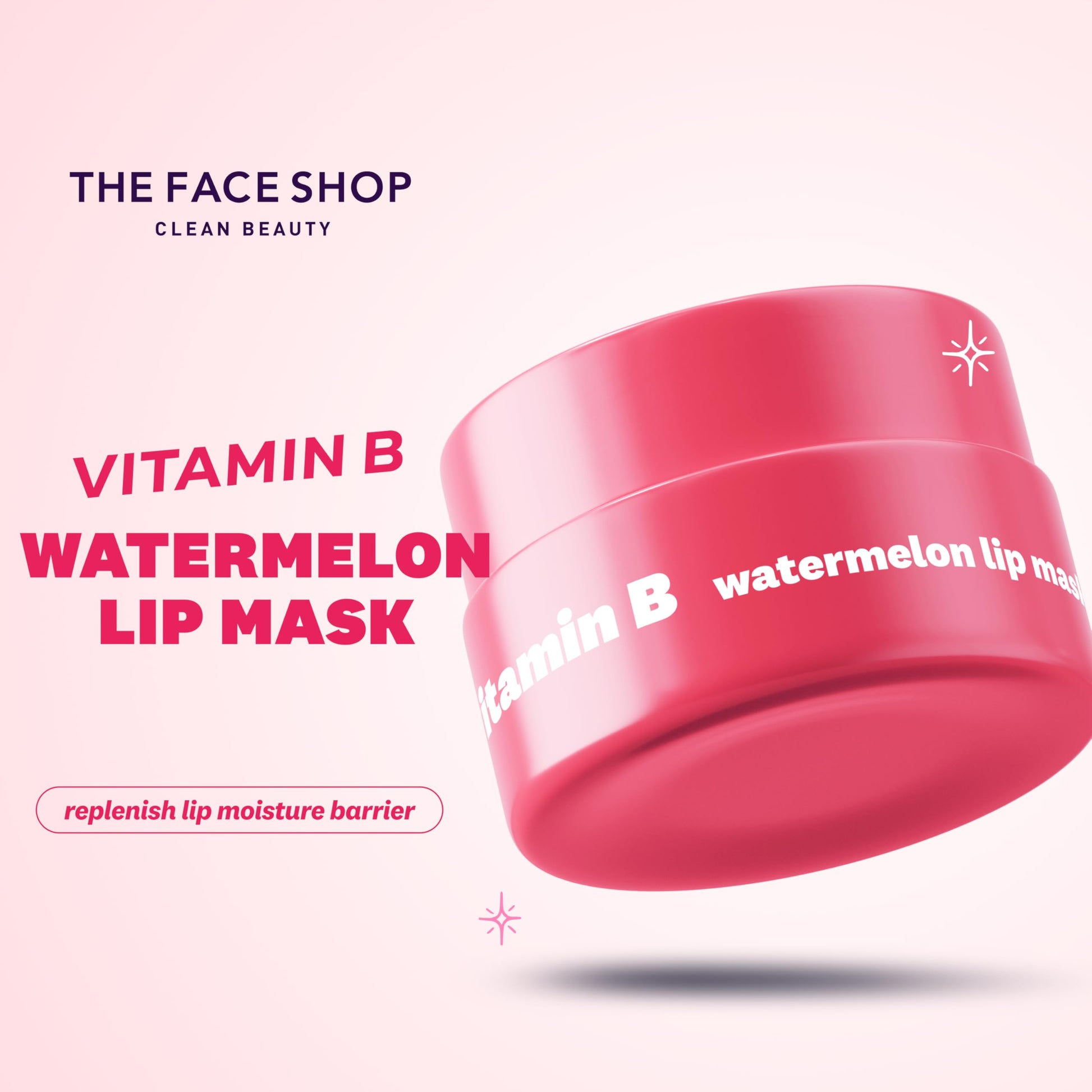 THE FACE SHOP Vitamin B & Watermelon Lip Mask, Soothing & Moisturizing Lip Balm, Lip Sleeping Mask