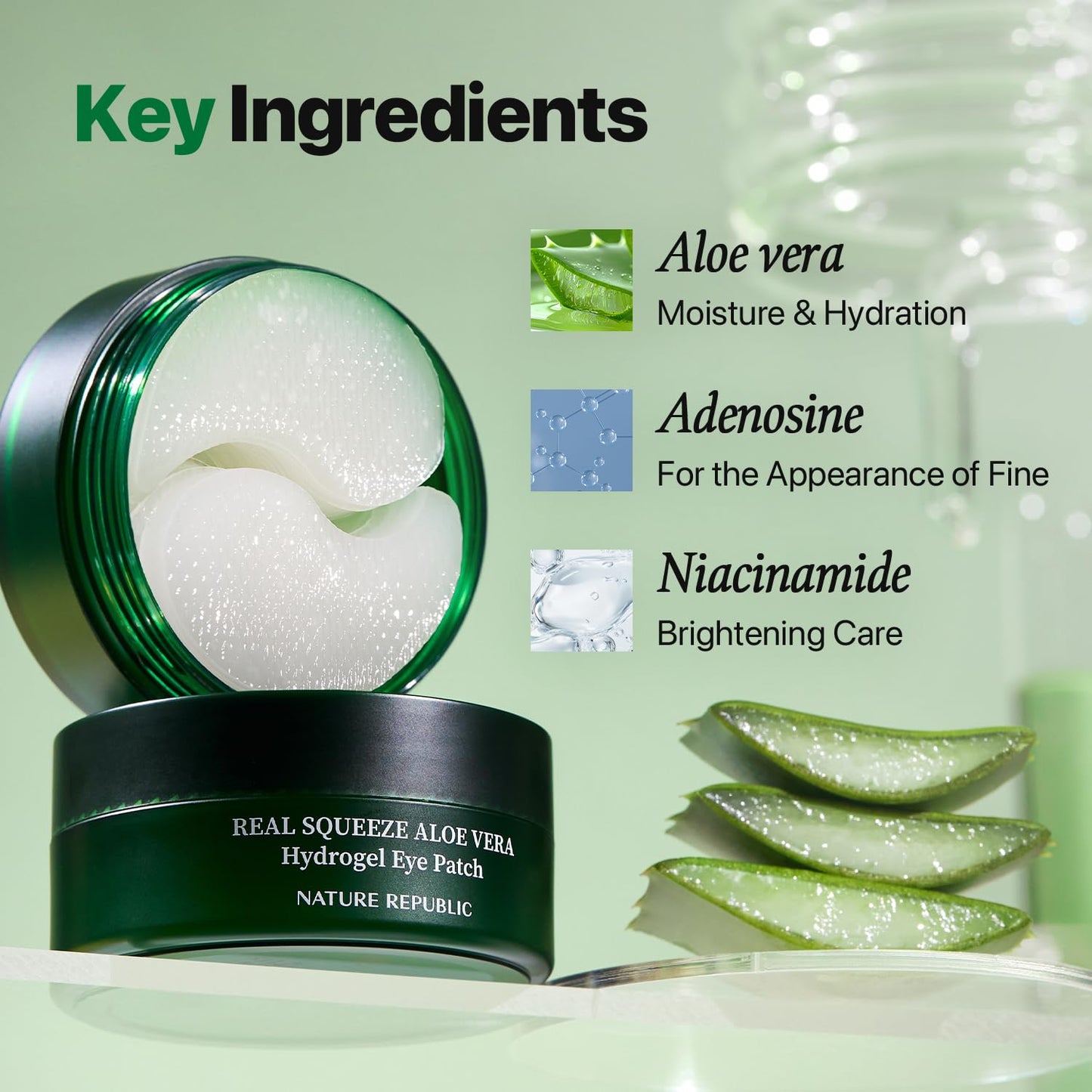 Nature Republic Real Squeeze Aloe Vera Eye Patch | Under Eye Masks for Dark Circles & Puffy Eyes