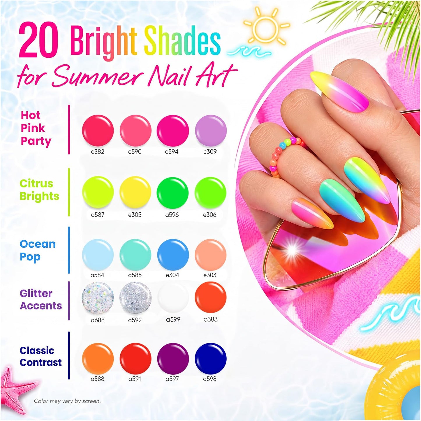 Beetles Neon Gel Nail Polish Set, 23 PCS 20 Color Rainbow Gel Polish Kit