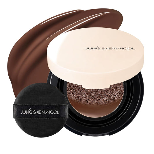 JUNG SAEM MOOL Essential Skin Nuder Cushion Mini 42C Deep Cacao 0.17 Fl Oz, Natural Radiant Finish Cushion Foundation with Buildable Coverage, Lightweight Texture, Korean Foundation Makeup