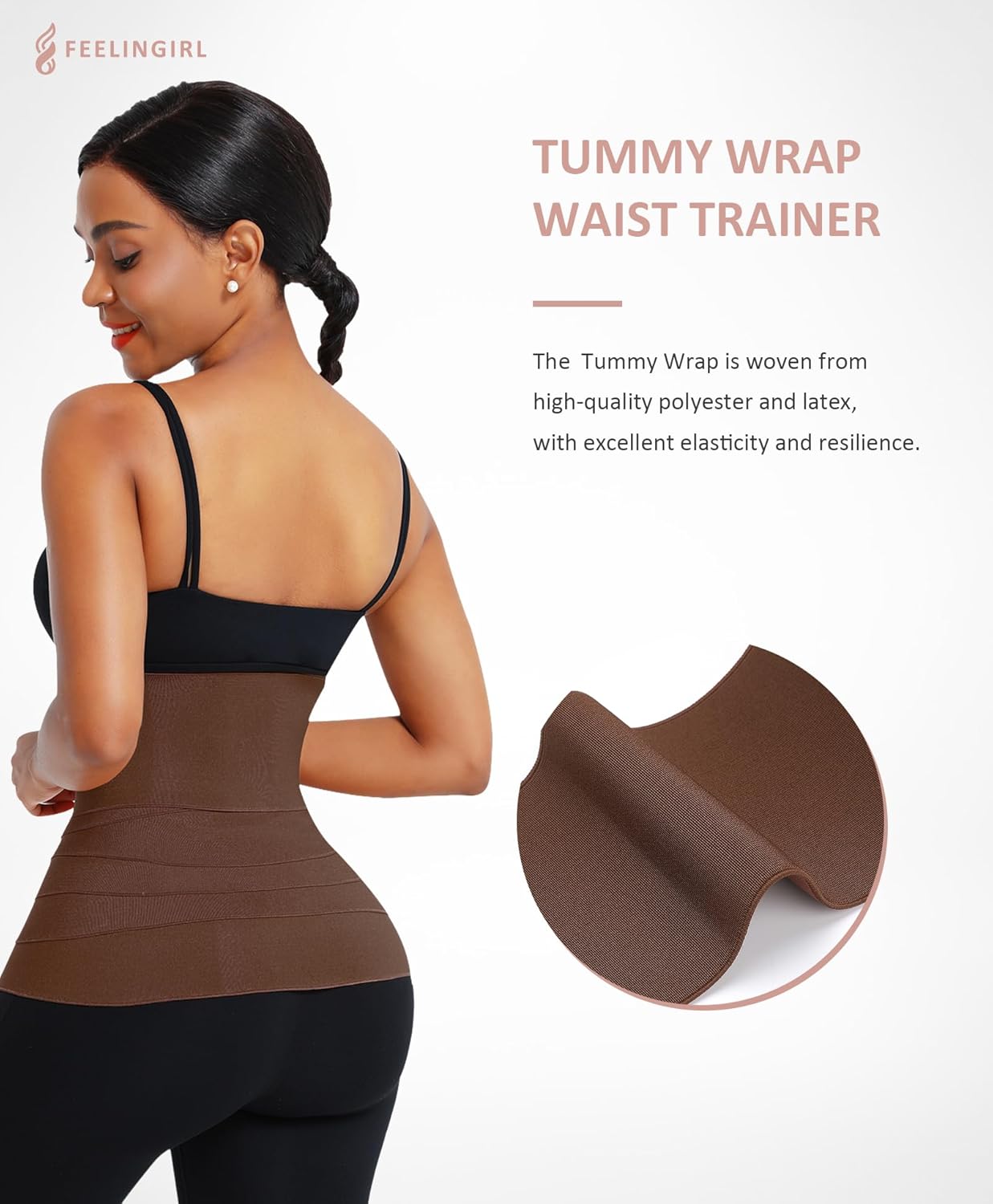 FeelinGirl Waist Trainer for Women Bandage Wrap Trimmer Belt Long Torso Tummy Wraps Belly Body Shaper Waist Trimmer Belt