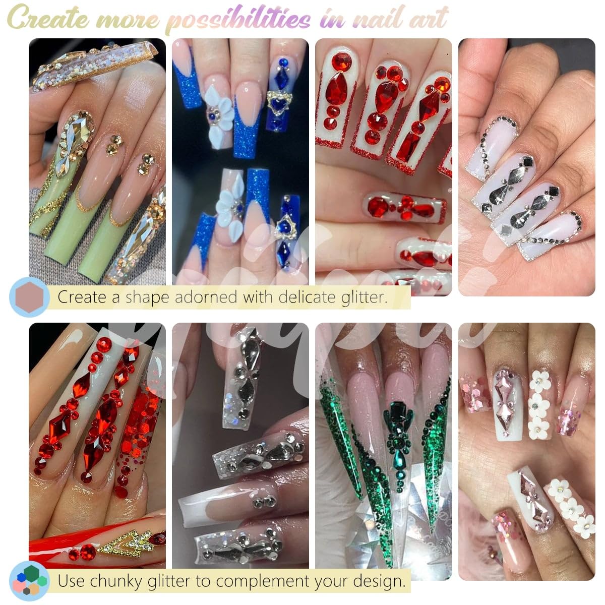 4 Boxes Aquamarine Nail Rhinestones Glitters 24 Shapes K9 Glass Lake Blue Gems Flatback Round Stones Diamonds Crystals Water Blue Nail Art Charms for Nails Face Eyes Makeup Crafts Tumblers