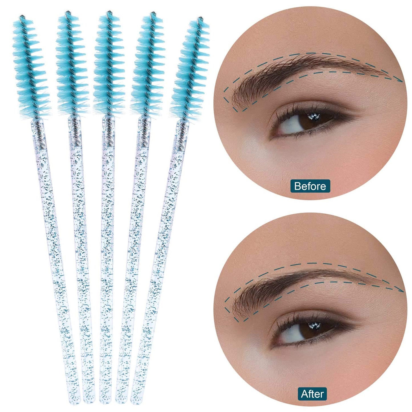Tbestmax 300 Disposable Mascara Wands Eye Lash Brush Spoolies for Eyebrow/Eyelash Extension Blue