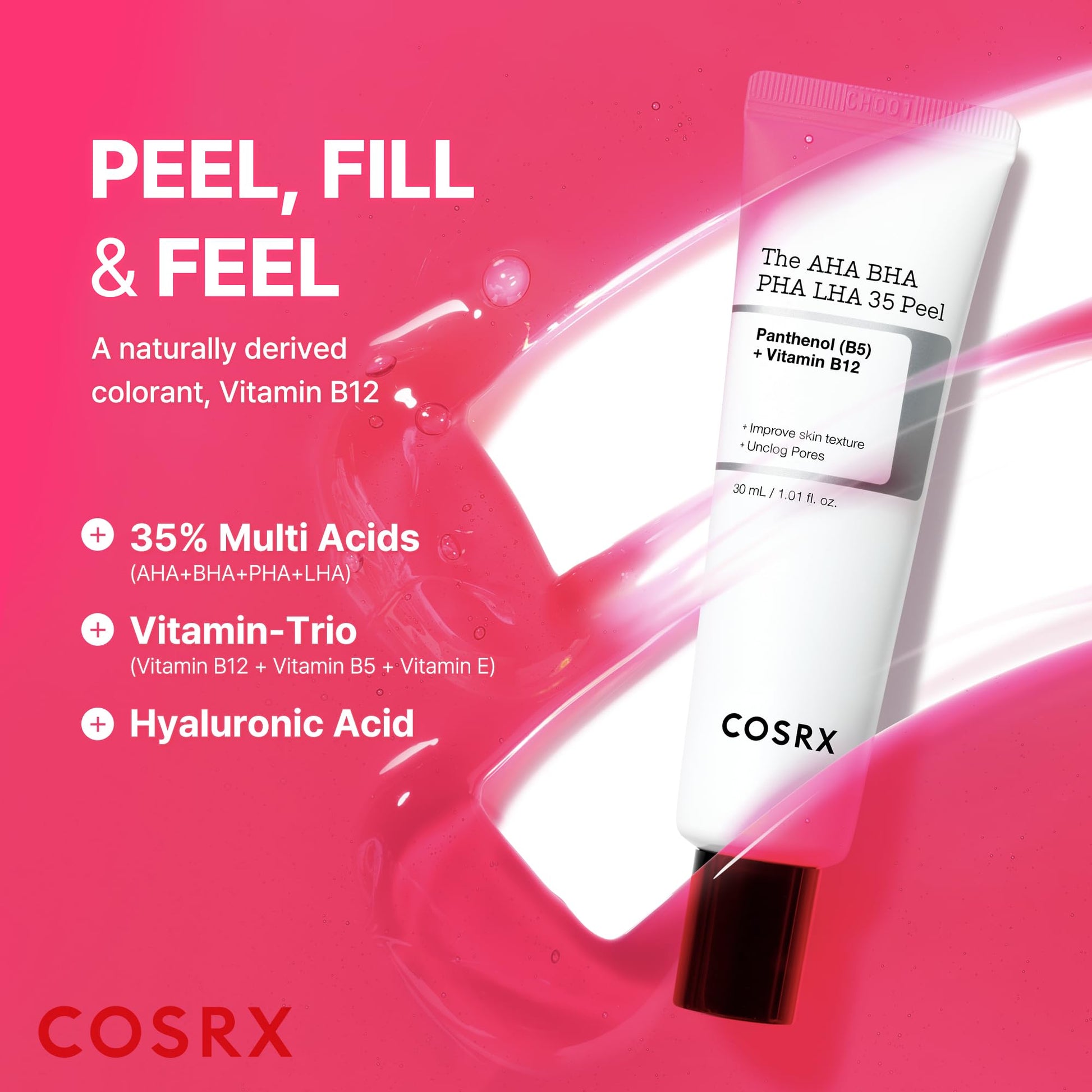 COSRX AHA BHA PHA LHA 35% Peel, Exfoliating Gel for Dull Skin (1.01 fl.oz)