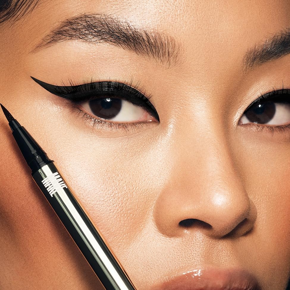 MAKE Beauty Smudge-Proof Felt Tip for Precise Application of Lines, Wings, and Graphics. Long Lasting Eye Liner, Liquid Line Waterproof Felt Tip Eyeliner - Onyx