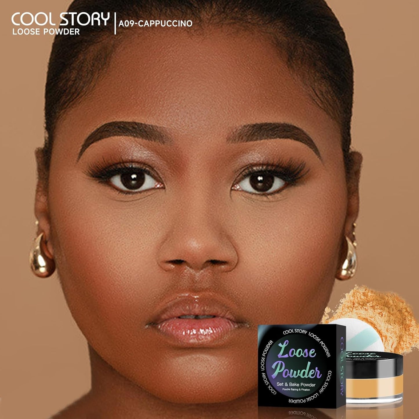 Loose Setting Powder, Bake Makeup Powder Full Coverage Matte Finish (Cappuccino, 6g/O.21oz)