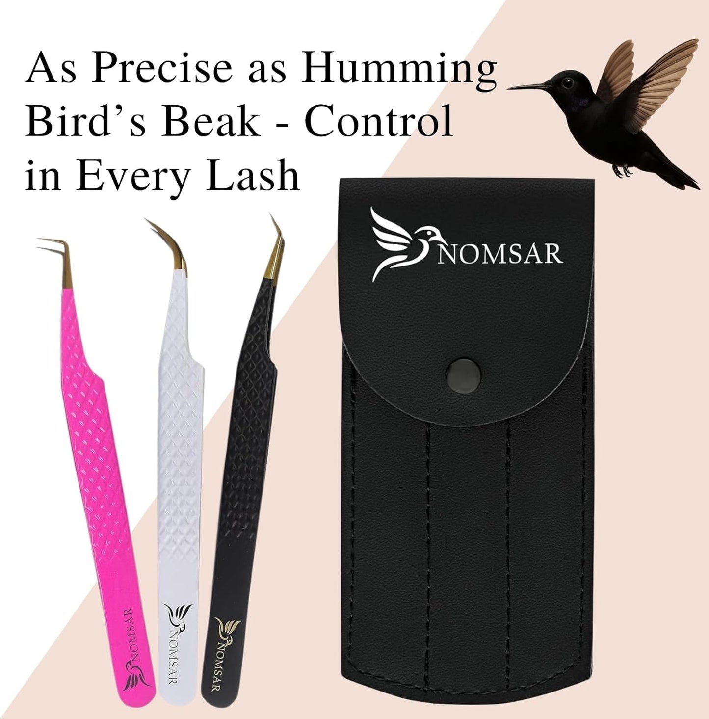 Eyelash Tweezers with Curved Fiber Tip, Precision lashes Tweezers, Stainless Steel with Diamond Grip for Volume lash Extension Application & Multipurpose (Silver)