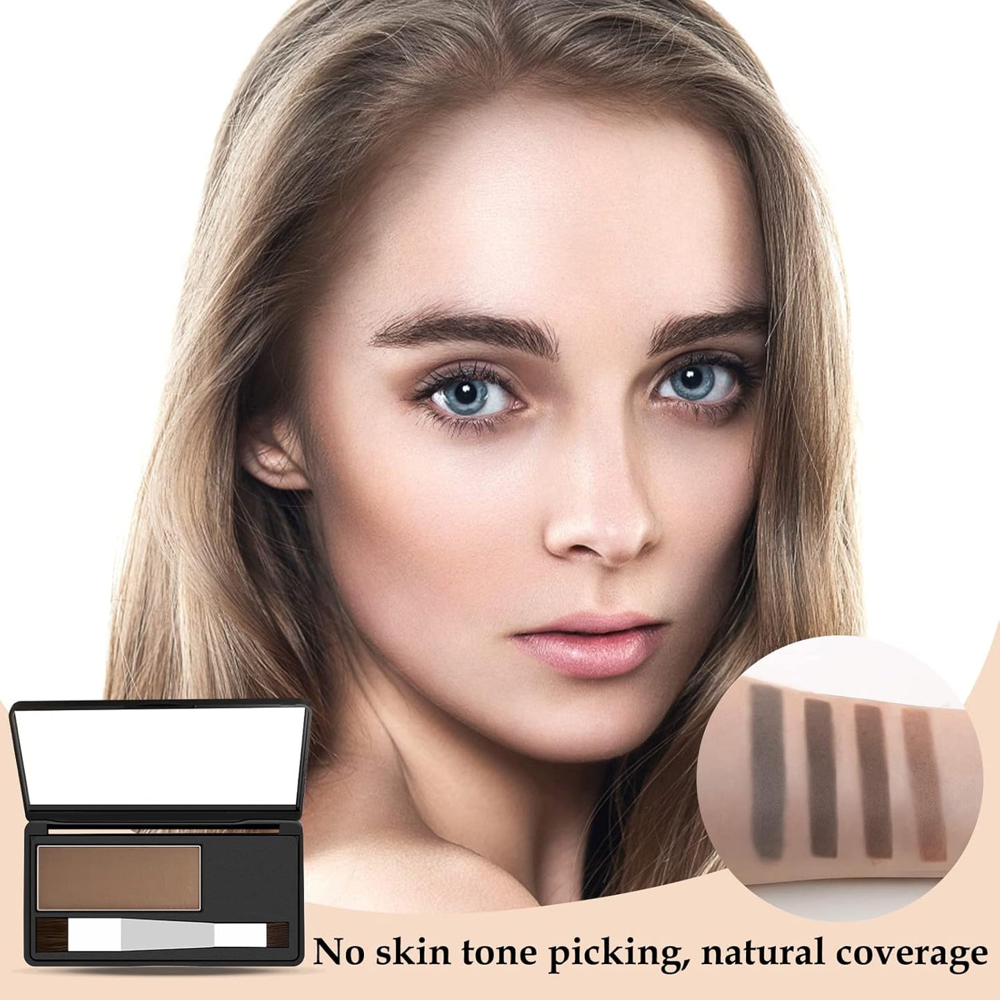 Boobeen Hair Shadow Powder Kit, Root Touch Up Powder Cover Hair Color, Temporary Concealer Powder with Brush for Gray Hair Root