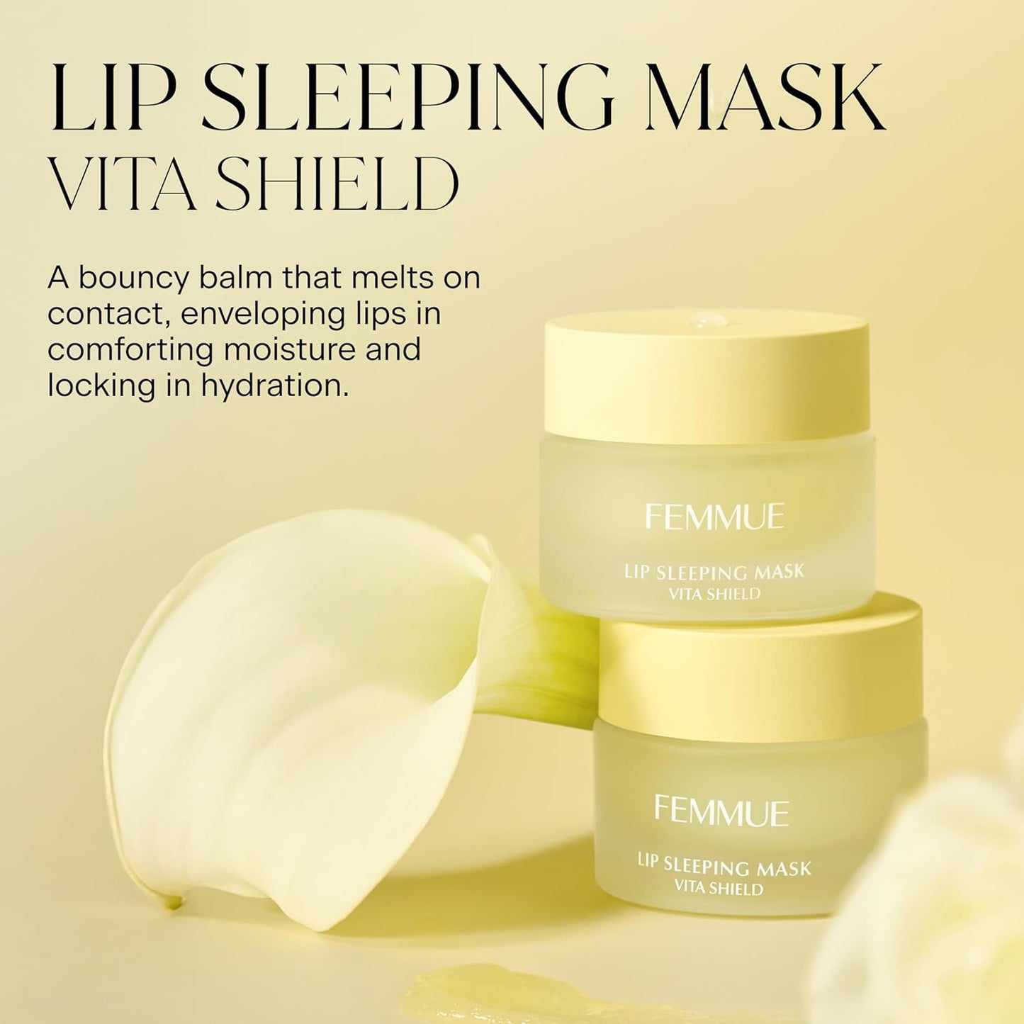 Lip Sleeping Mask (Vita Shield) | Overnight Hydrating Treatment for Dry, Cracked Lips | With Fatty Acids for Plumping & Softening | Non-Sticky Formula