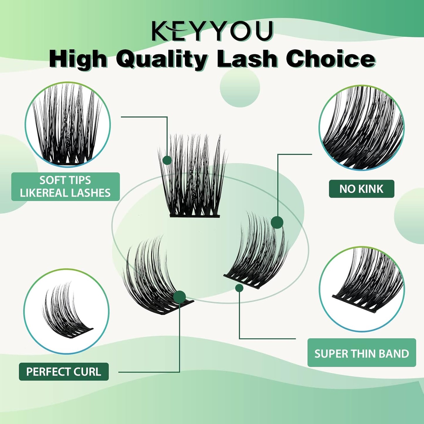 Lash Clusters 96pcs Individual Lashes Y12 D Curl 12mm Cluster Lashes KEYYOU Volume Wispy Lash Extension Soft&Comfortable Easy DIY at Home(Y12 D-12mm)