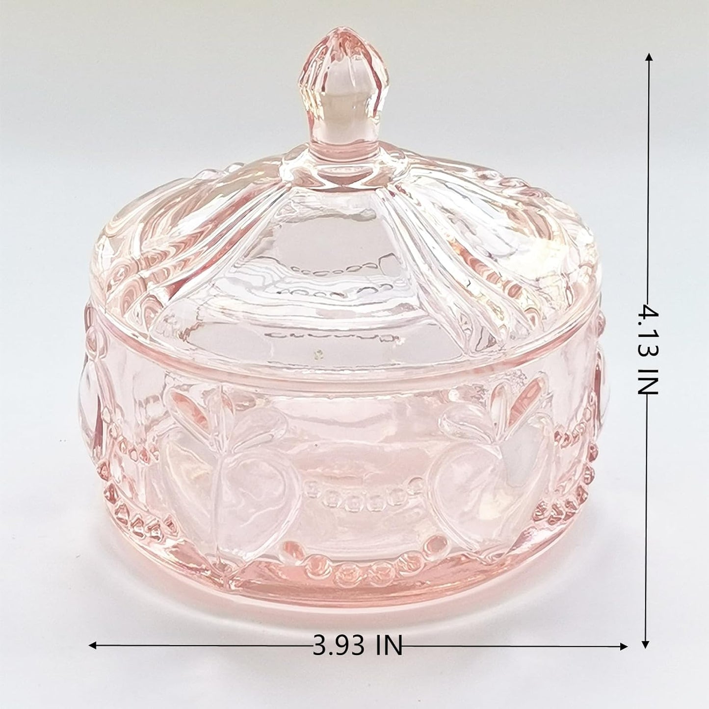 Body Powder Puff and Container - Glass Dusting Powder Container with 2 Soft Puffs Vintage Powder Puff Case for Women & Girls (3.93x3.93x4.13 H in) - GRB017-Pink