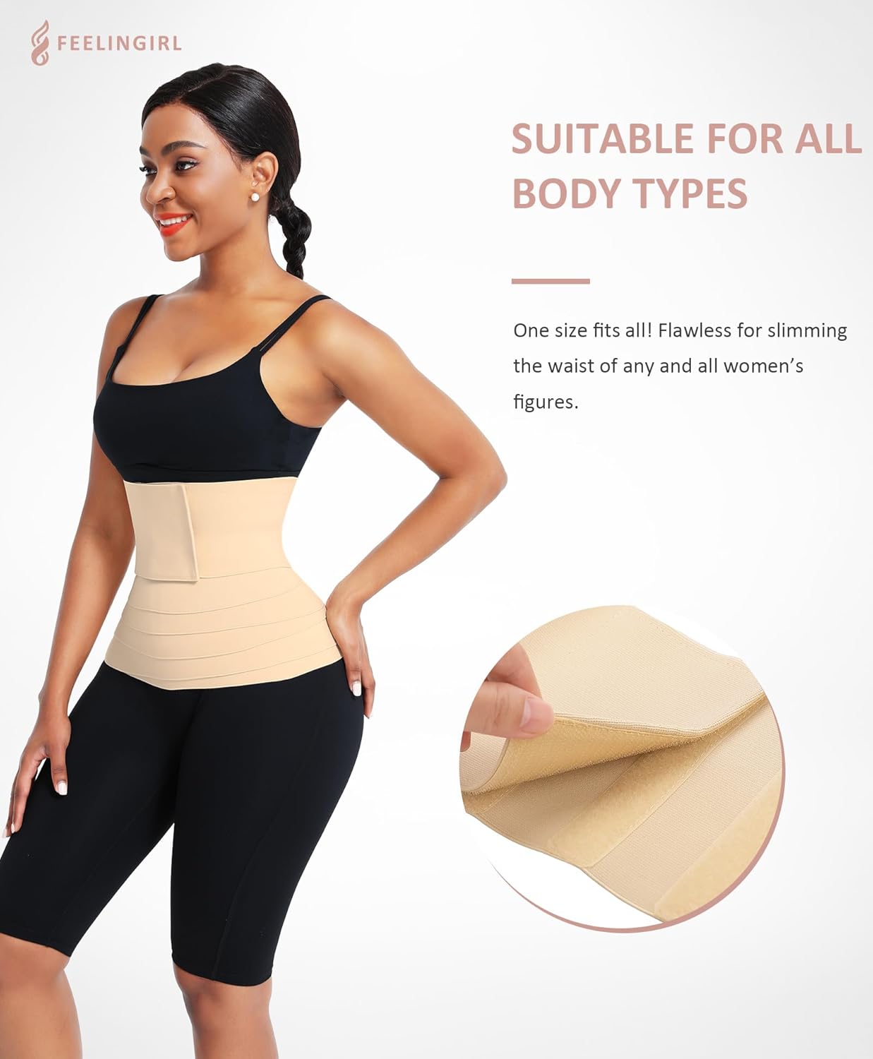 FeelinGirl Waist Trainer for Women Bandage Wrap Trimmer Belt Long Torso Tummy Wraps Belly Body Shaper Waist Trimmer Belt