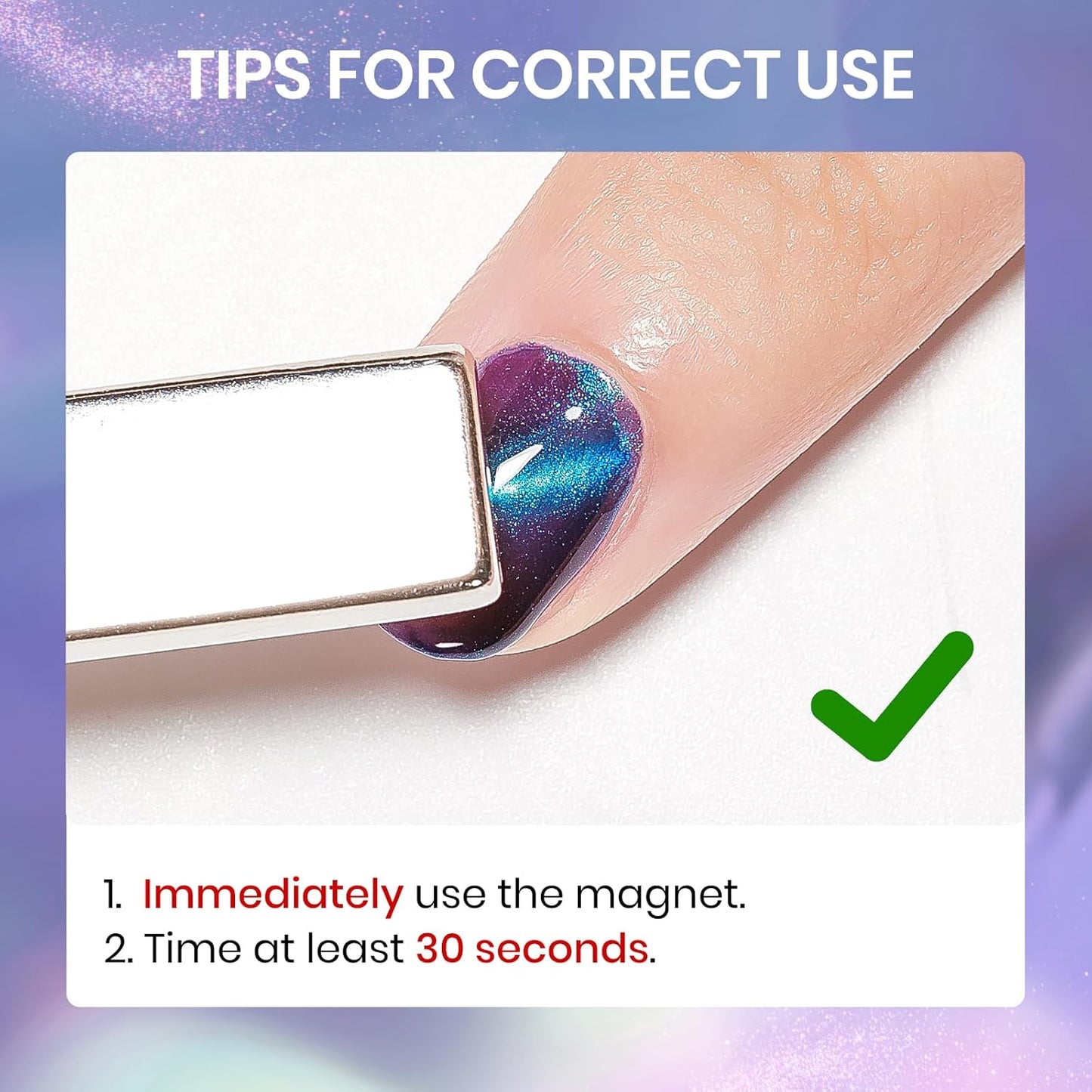 Blue Violet Cat Eye Nail Polish Quick Dry, Magnetic Nail Polish Non Gel Fingernail Lacquer DIY Manicure Gift For Women Girls 16ml/0.54 oz