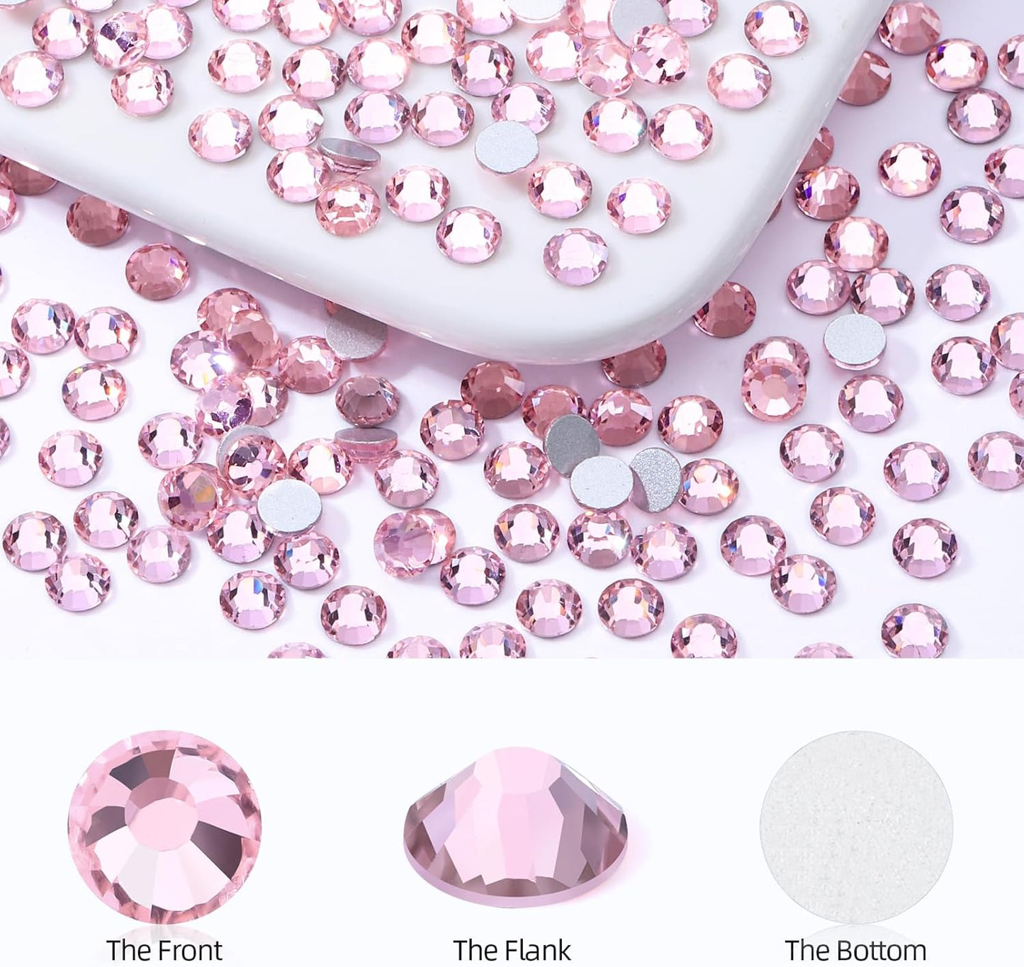 Pink Flatback Rhinestones, Glass Rhinestones for Nail Art and Craft, Glue Fix, Loose Crystal Gemstones(Pink, SS30, 576pcs, 6.4-6.6mm)