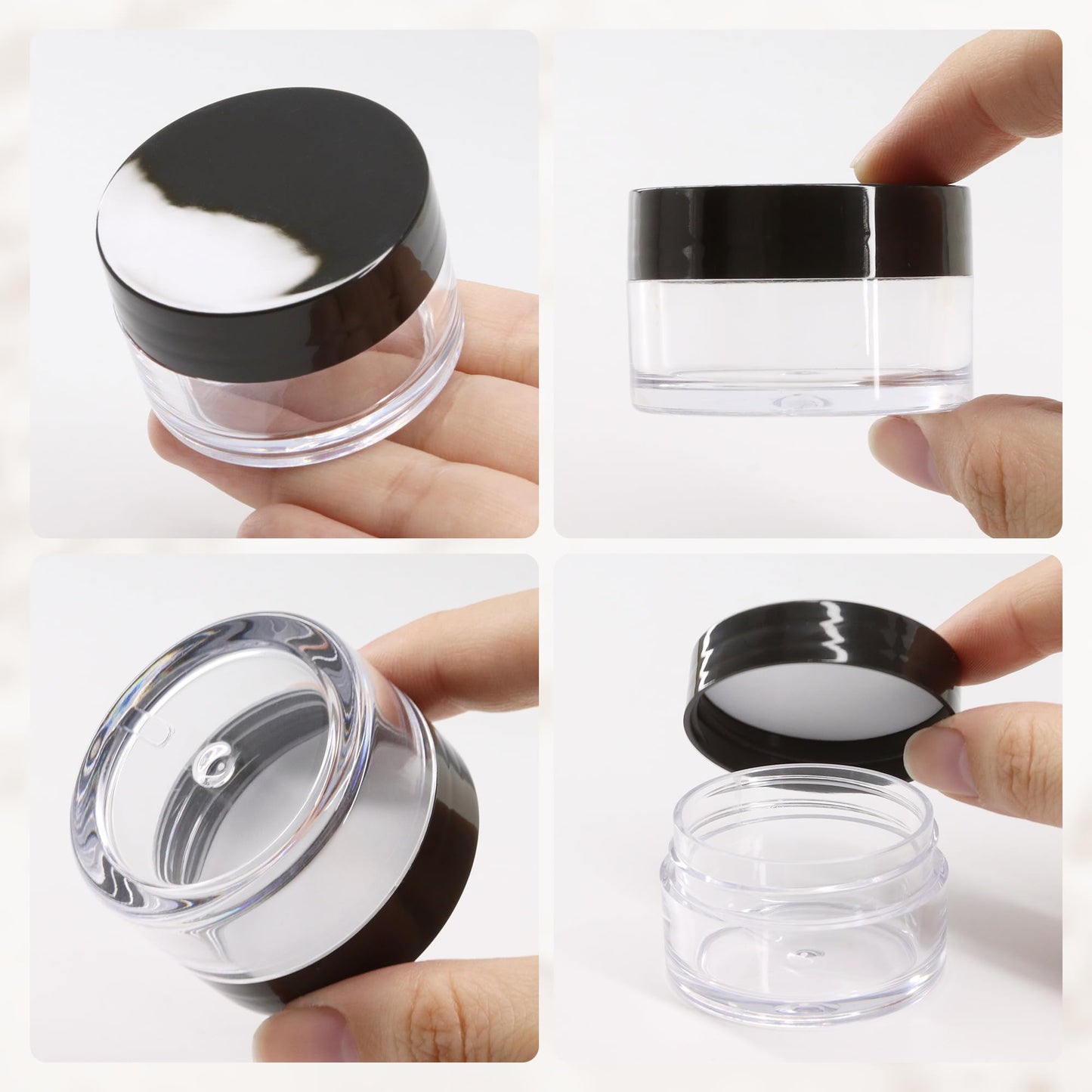 Beauticom 12 Pieces USA 20G/20ML Round Clear Jars with MultiColor Lids for Cosmetics, Medication