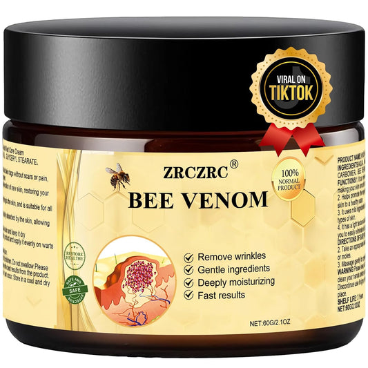 Bee Venom Skin Treatment Cream, Bee Venom Comprehensive Cream, Face lifting and firming, Effective In Reducing Skin Blemishes, Gentle and Non-irritating, Suitable For All Parts 2.1 Ounce (Pack of 1)