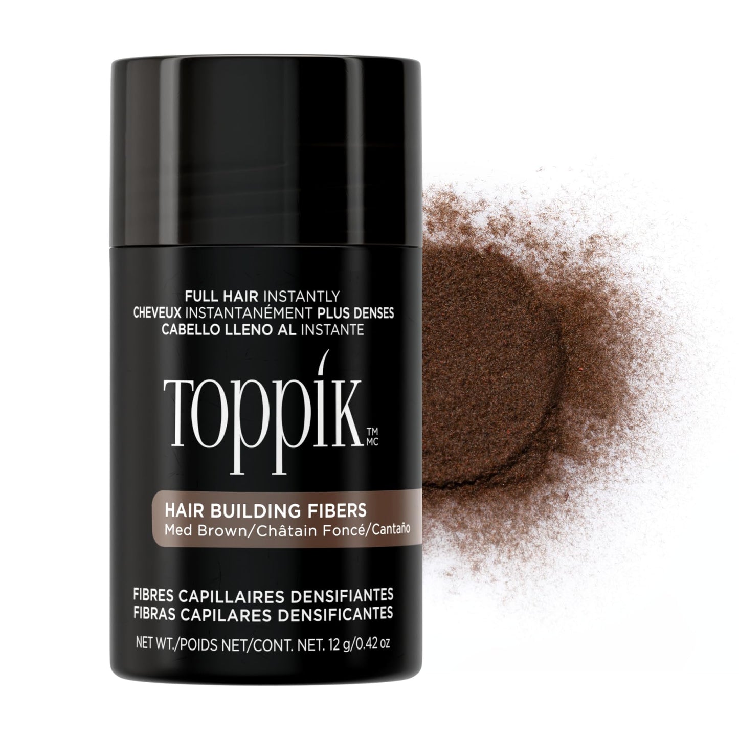 Toppik Hair Building Fibers, Medium Brown, 12g Fill In Fine or Thinning Hair, Instantly Thicker